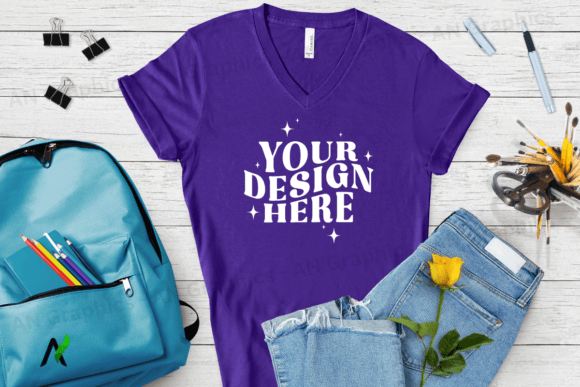Bella Canvas 3005 V-Neck Mockup - 016