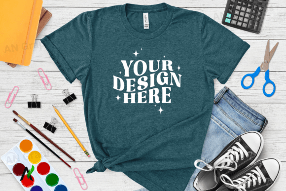 Bella Canvas 3413 Female Mockup - 045 and Back To School T-Shirt Design Guide
