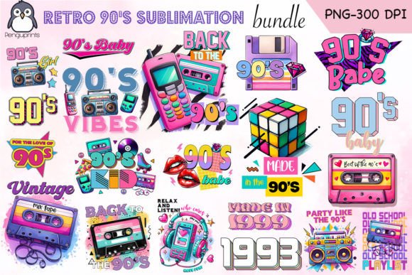 Retro 90s Sublimation Bundle: A Nostalgic Design Powerhouse for Modern Creators
